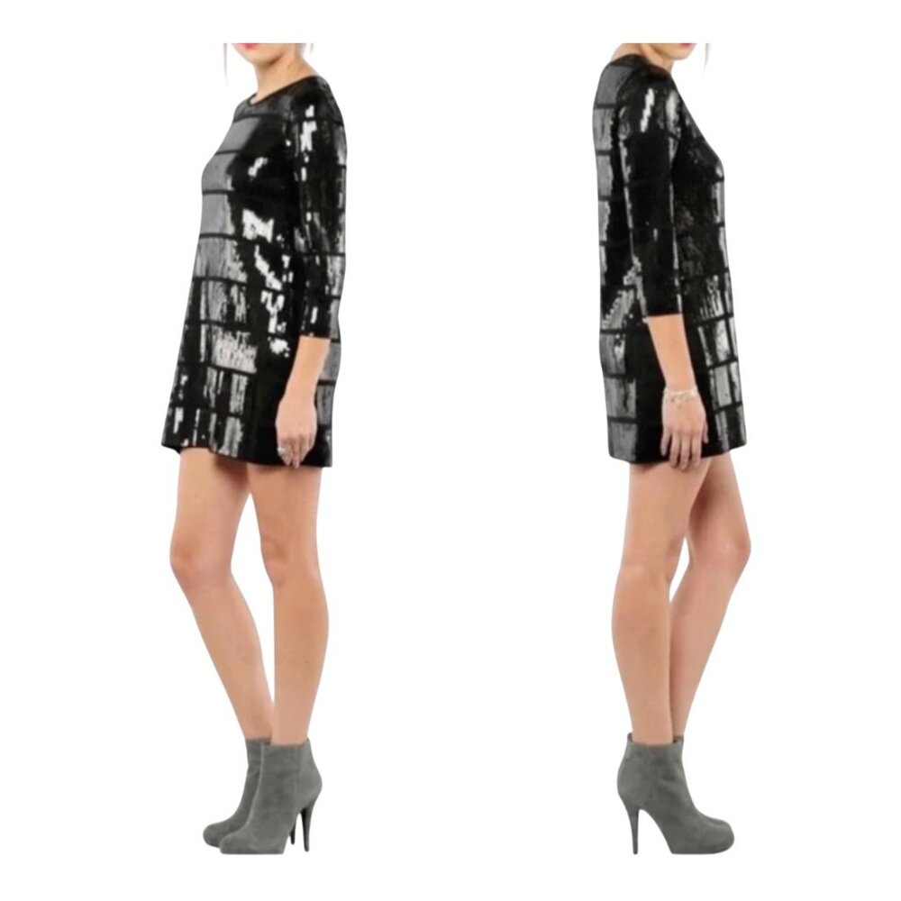 Theory Harmen Black Sequin Mini Dress Size S Evening Cocktail Party Wear - Picture 2 of 6